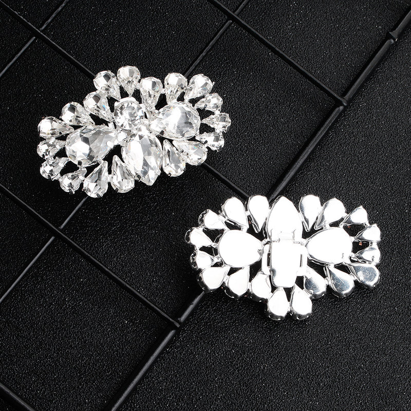 NZ Bridal 1 Pair Detachable Oval Rhinestone Shoe Clip Wedding Shoes Buckle Accessories