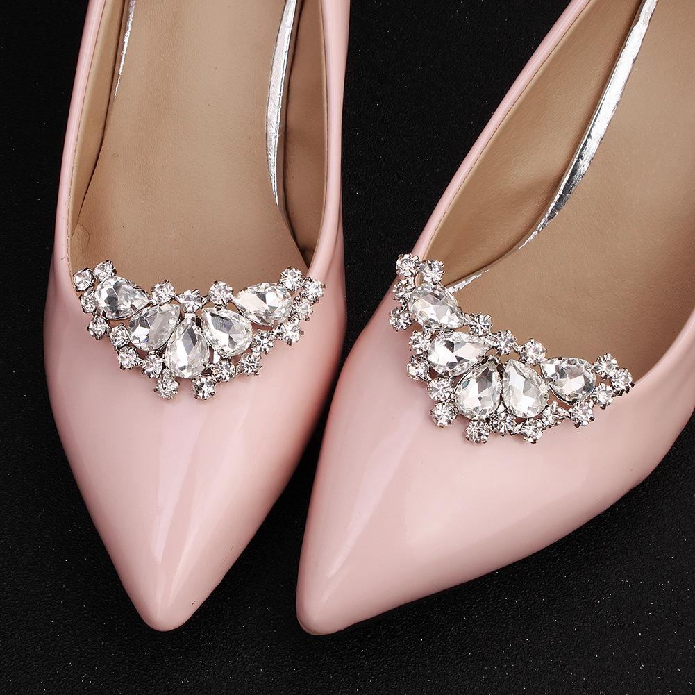 NZ Bridal 1 Pair Rhinestones Shoe Buckles Elegant Bride Wedding Shoes Buckle Flower Jewelry