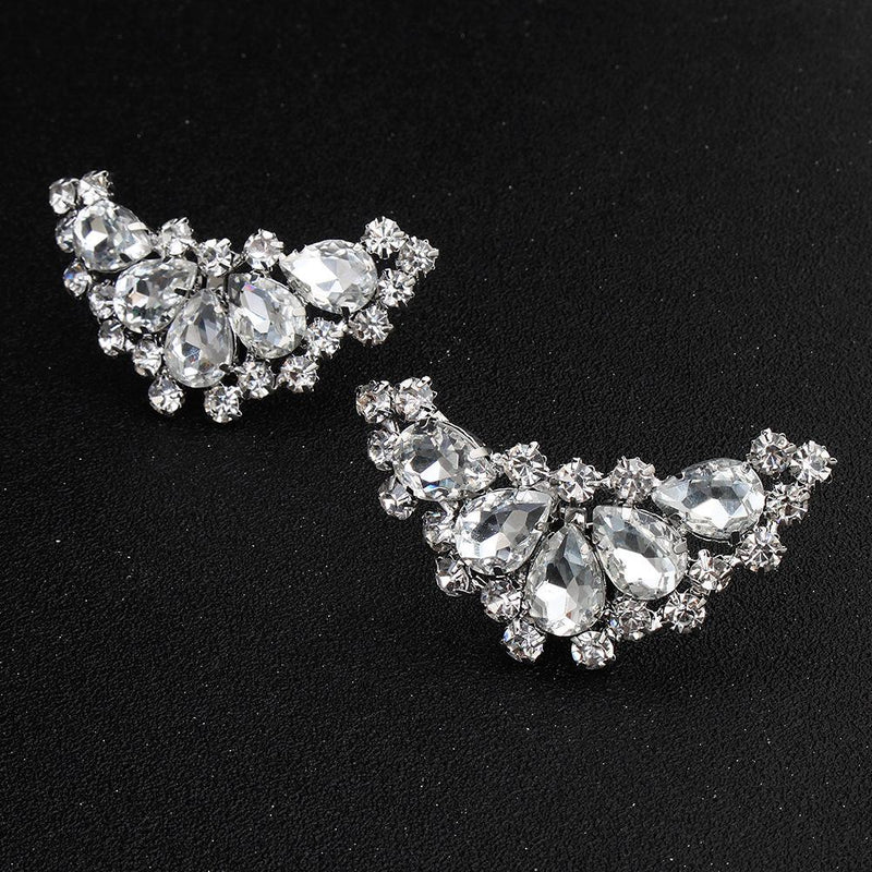 NZ Bridal 1 Pair Rhinestones Shoe Buckles Elegant Bride Wedding Shoes Buckle Flower Jewelry