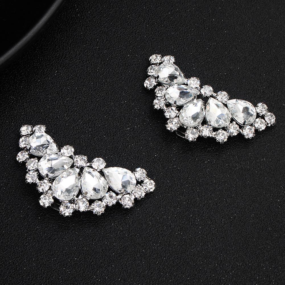 NZ Bridal 1 Pair Rhinestones Shoe Buckles Elegant Bride Wedding Shoes Buckle Flower Jewelry