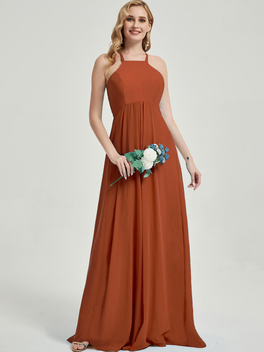 Floor length halter neckline Bridesmaid Dress