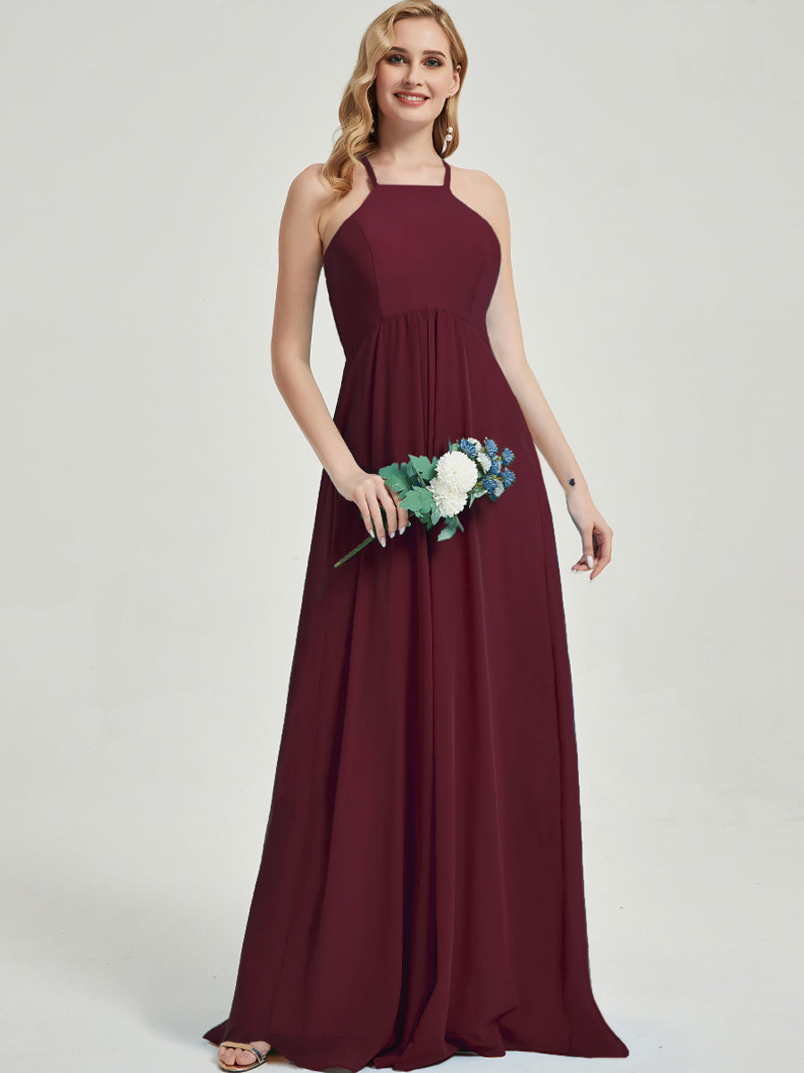 Floor length halter neckline Bridesmaid Dress