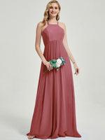 Floor length halter neckline Bridesmaid Dress