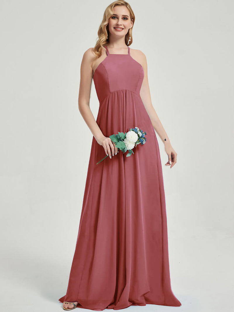 Floor length halter neckline Bridesmaid Dress