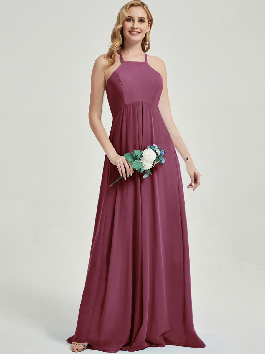 Floor length halter neckline Bridesmaid Dress