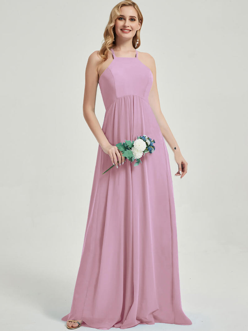 Floor length halter neckline Bridesmaid Dress