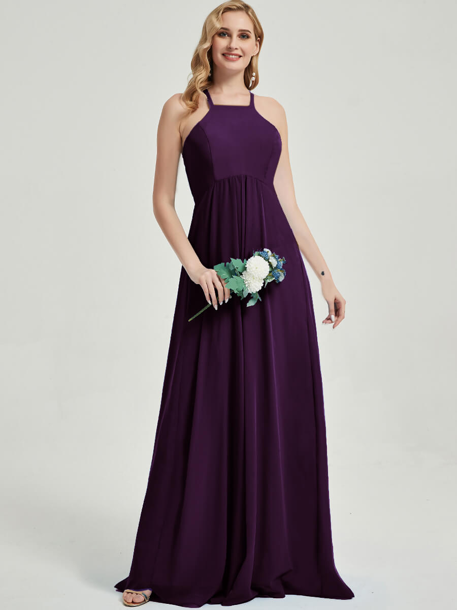 Floor length halter neckline Bridesmaid Dress