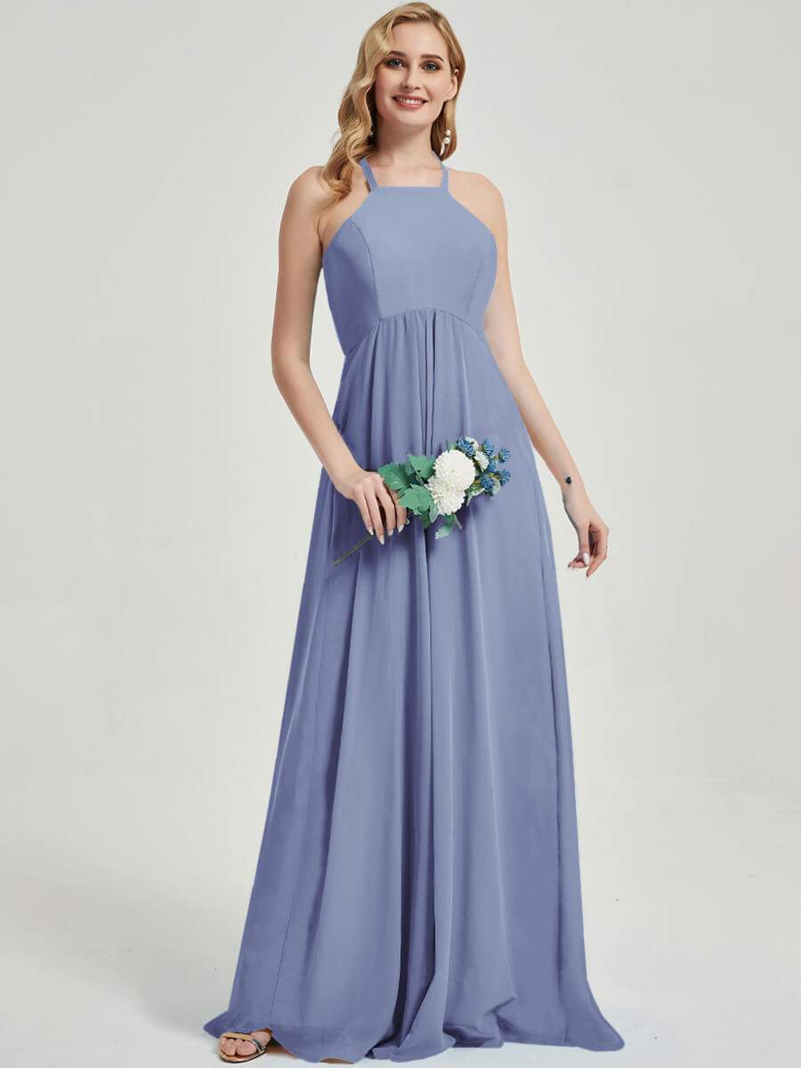 Floor length halter neckline Bridesmaid Dress