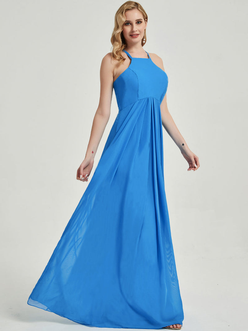 Spaghetti straps empire waistline open back Bridesmaid Dress