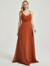 A-line silhouette aandself-covered button closure Bridesmaid Dress
