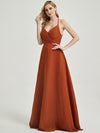 Spaghetti straps keyhole open back Bridesmaid Dress