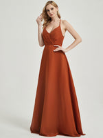 Spaghetti straps keyhole open back Bridesmaid Dress