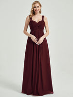 Burgundy Chiffon Fabric Bridesmaid Dress 