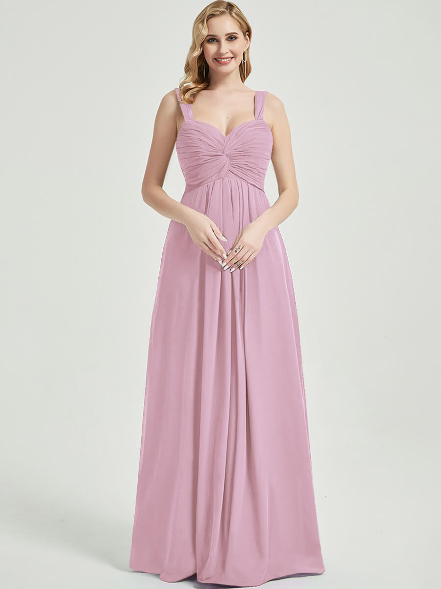 Mauve Chiffon Fabric Bridesmaid Dress