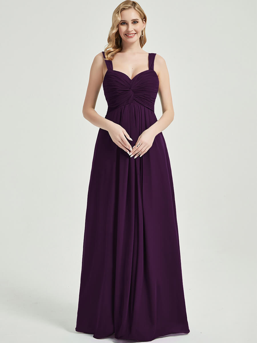 Plum Chiffon Fabric Bridesmaid Dress