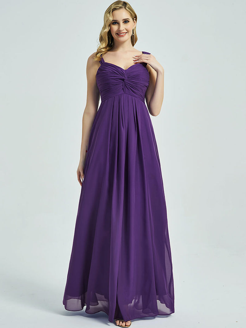 Royal Purple Bridesmaid Dress With Chiffon Fabric