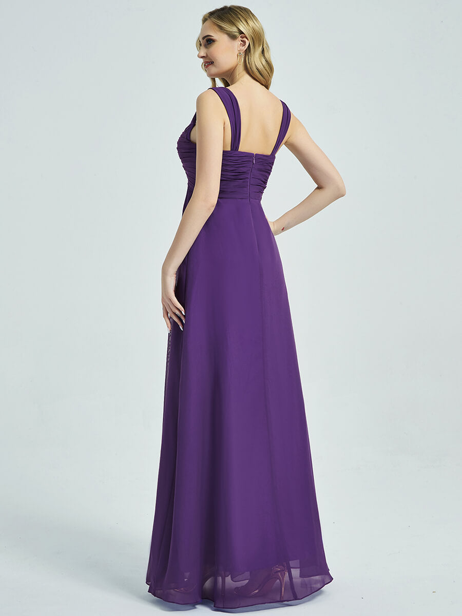 Royal Purple Bridesmaid Dress With Chiffon Fabric
