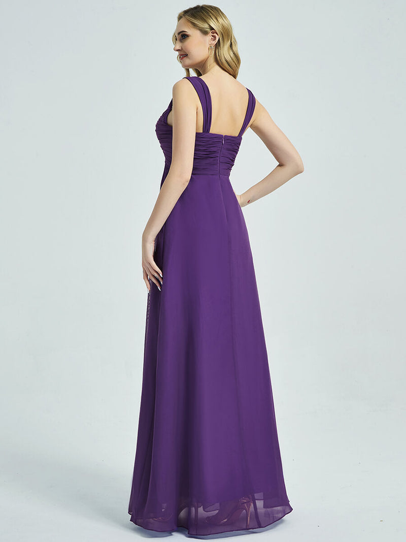 Royal Purple Bridesmaid Dress With Sweetheart Neckline
