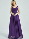 Royal Purple Bridesmaid DressStriped with  square back cut outline