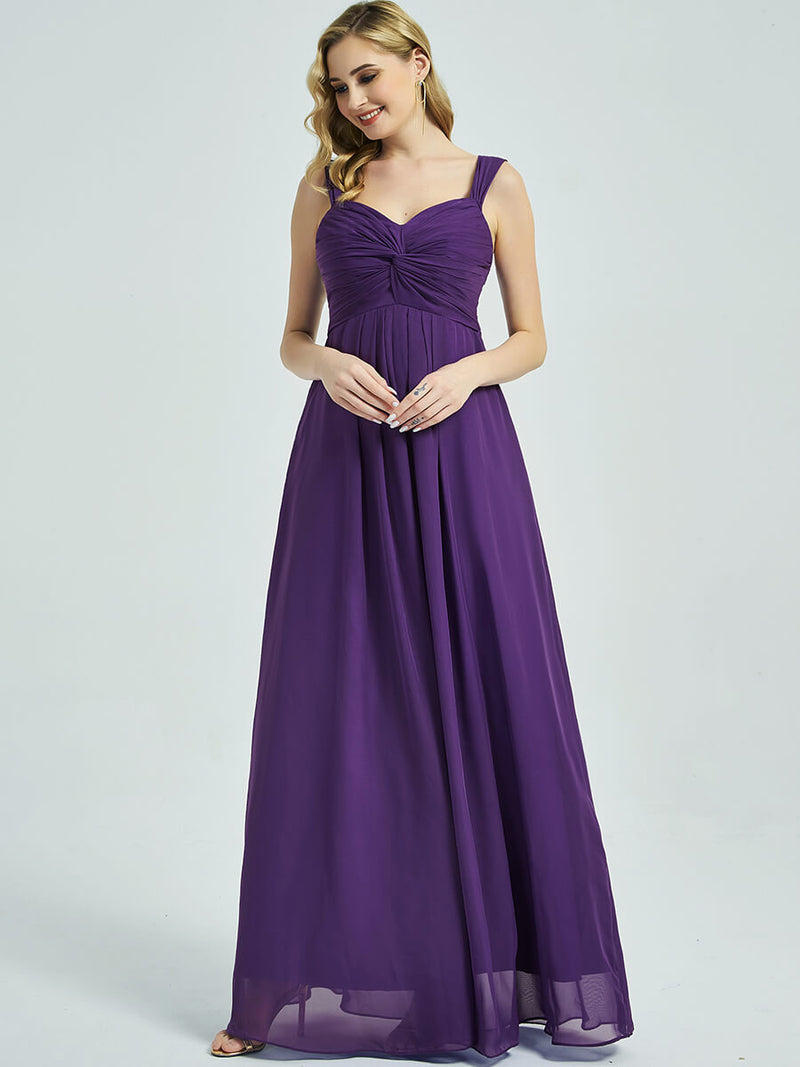 Royal Purple Bridesmaid DressStriped with  square back cut outline