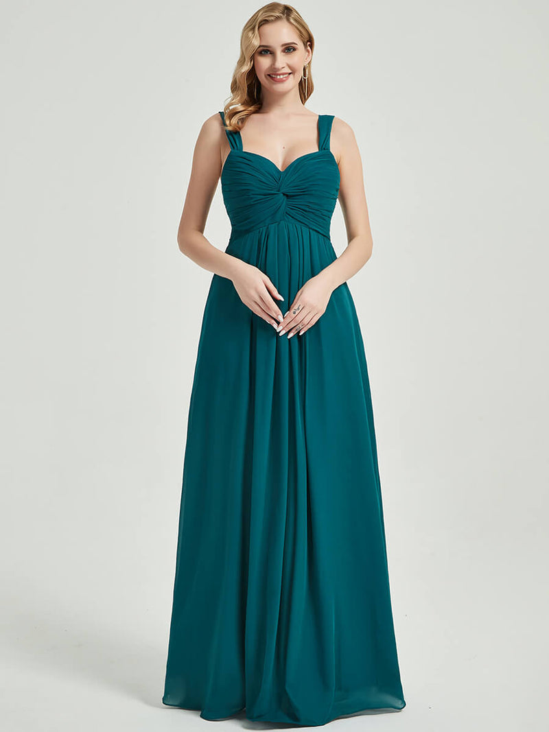 Teal Bridesmaid Dress With Chiffon Fabric