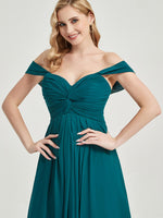 Teal Bridesmaid Dress Striped with  square back cut outline