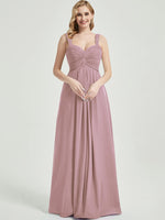 Vintage Mauve Chiffon Fabric Bridesmaid Dress