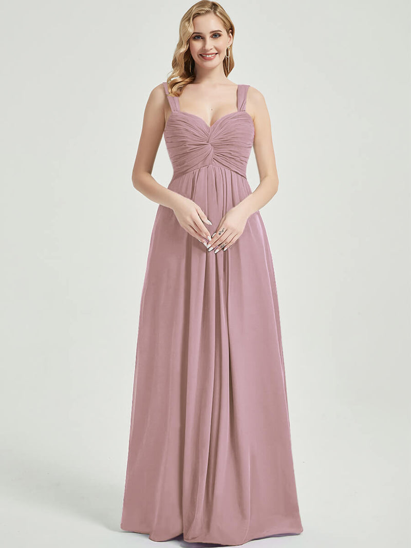 Vintage Mauve Chiffon Fabric Bridesmaid Dress