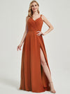 Double Spaghetti Straps Slit Lace Chiffon Bridesmaid Dress - Thana