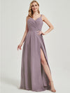 Double Spaghetti Straps Slit Lace Chiffon Bridesmaid Dress - Thana