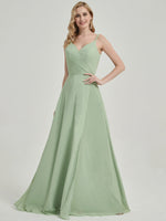 Floor length scallop lace trim back bridesmaid dress