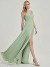 V-neckline with surplice bodice and delicate pleating bridesmaid dress