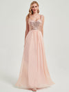 Dusty Pink Sequined Chiffon Back Cowl Bridesmaid Dress - Scarlet