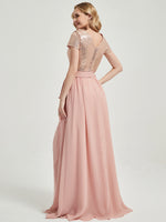 Dusty Pink Chiffon Separate Rustic Floor Length Bridesmaid Dress Skirt