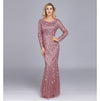 [Final Sale] Size M Dusty Rose Sequin Sleeves Mermaid Evening Dress