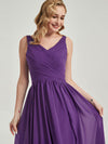 V neckline and long chiffon formal bridesmaid-dress