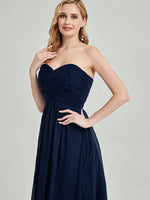 Navy Blue Strapless Sweetheart  Chiffon Maternity Maxi Bridesmaid Dress