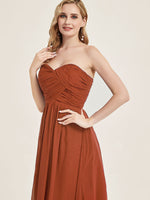 Burnt Orange Sweetheart Strapless Chiffon Maternity Bridesmaid Dress