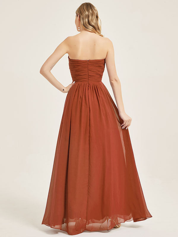 Burnt Orange Sweetheart Strapless Chiffon Maternity Bridesmaid Dress