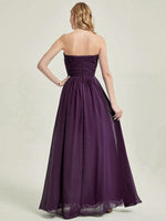 Plum Strapless Sweetheart  Chiffon Maternity Maxi Bridesmaid Dress