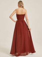 Rusty Red Strapless Empire Bridesmaid Dress-Leela