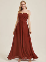 Rusty Red Strapless Sweetheart  Chiffon Maternity Bridesmaid Dress