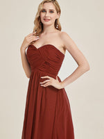 Rusty Red Strapless Sweetheart  Chiffon Maternity Bridesmaid Dress