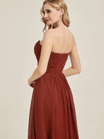 Rusty Red Strapless Empire Bridesmaid Dress-Leela