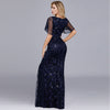 Plus Size  Dusty Rose Sequined Lace Mermaid Evening Dress-Naava