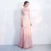 [Final Sale] Fantastic Pink Sequined Floral Wedding Guest Evening Dress