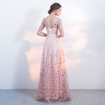 [Final Sale] Fantastic Pink Sequined Floral Wedding Guest Evening Dress
