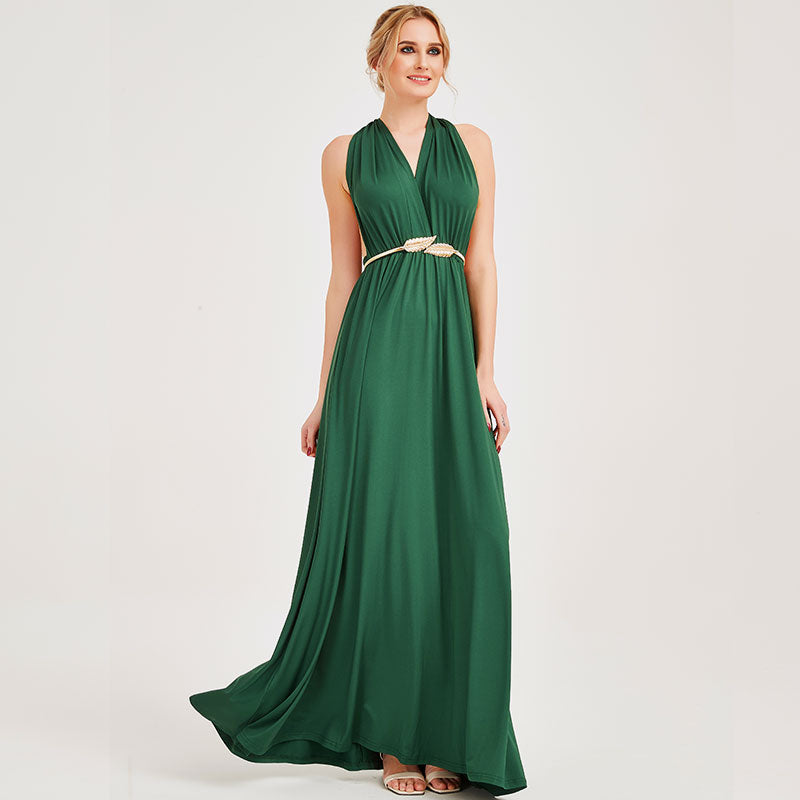 dark emerald green infinity dress Infinity dress, dark green silk dress, bridesmaid dress, silk satin dress, multi wrap dress, Convertible dress, multiway dress