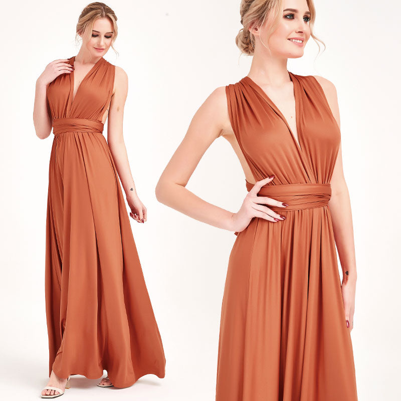 Burnt Orange Infinity Wrap Dresses NZ Bridal Convertible Bridesmaid Dress One Dress Endless possibilities