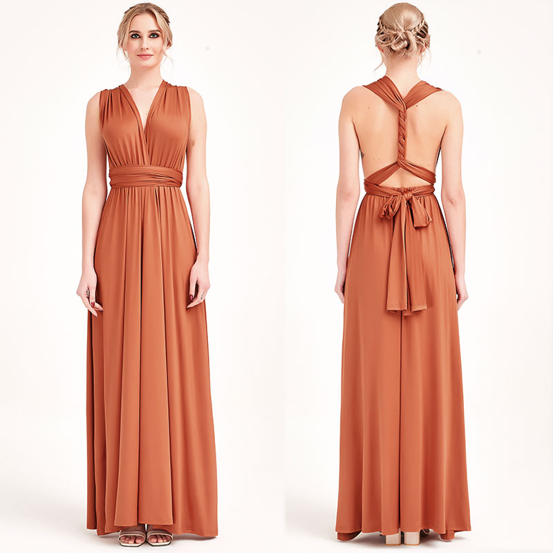 Burnt Orange Infinity Wrap Dresses NZ Bridal Convertible Bridesmaid Dress One Dress Endless possibilities